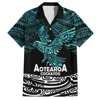 New Zealand Sulphur-crested Cockatoo Family Matching Tank Maxi Dress and Hawaiian Shirt Aotearoa Maori Mix Paua Shell LT14 Dad's Shirt - Short Sleeve Turquoise - Polynesian Pride