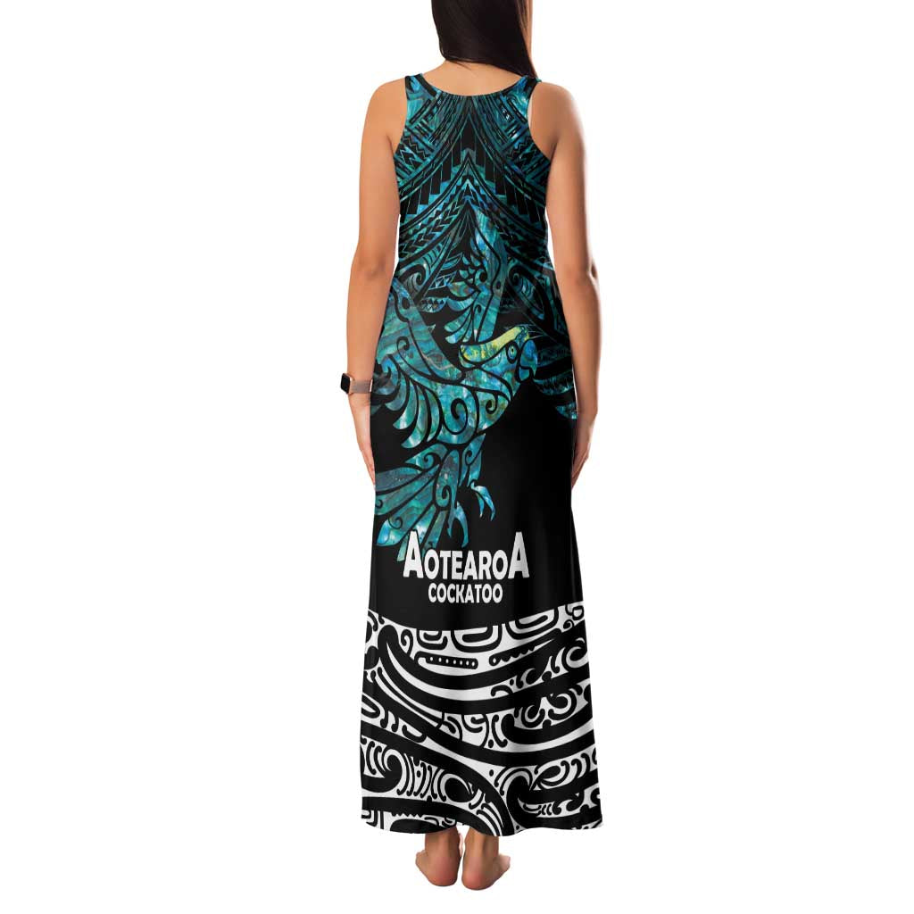 New Zealand Sulphur-crested Cockatoo Family Matching Tank Maxi Dress and Hawaiian Shirt Aotearoa Maori Mix Paua Shell LT14 - Polynesian Pride