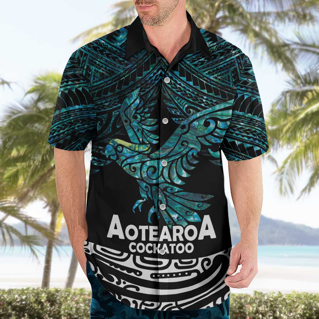 New Zealand Sulphur-crested Cockatoo Hawaiian Shirt Aotearoa Maori Mix Paua Shell LT14 - Polynesian Pride