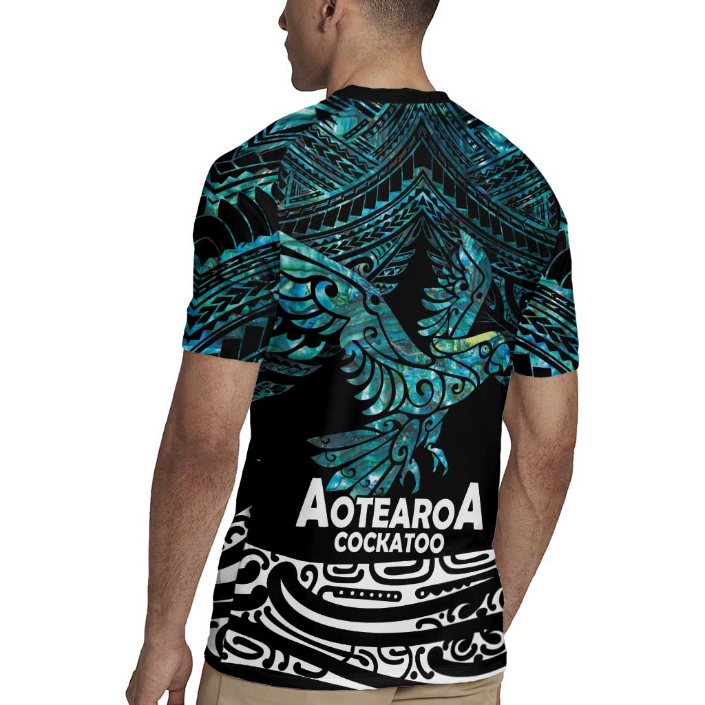 New Zealand Sulphur-crested Cockatoo Rugby Jersey Aotearoa Maori Mix Paua Shell