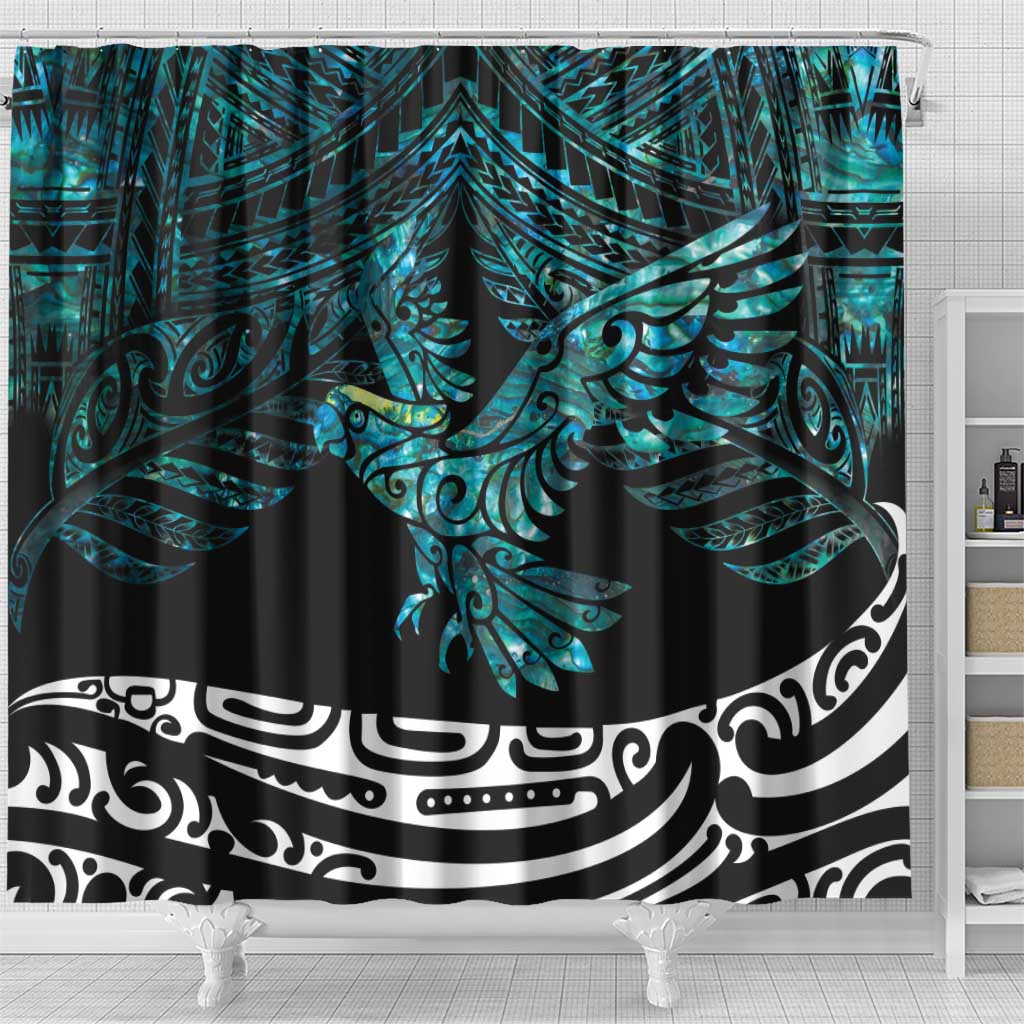 New Zealand Sulphur-crested Cockatoo Shower Curtain Aotearoa Maori Mix Paua Shell LT14 - Polynesian Pride