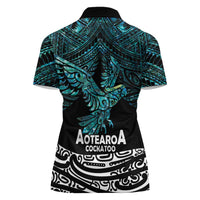 New Zealand Sulphur-crested Cockatoo Women Polo Shirt Aotearoa Maori Mix Paua Shell