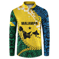 Malampa Province Button Sweatshirt Vanuatu Map - Plumeria Flag Color LT14 Yellow - Polynesian Pride
