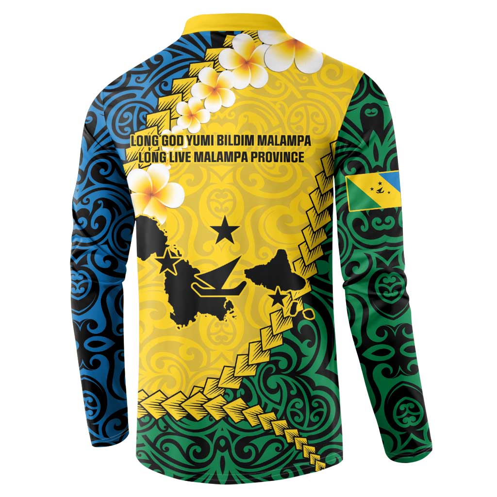 Malampa Province Button Sweatshirt Vanuatu Map - Plumeria Flag Color LT14 - Polynesian Pride