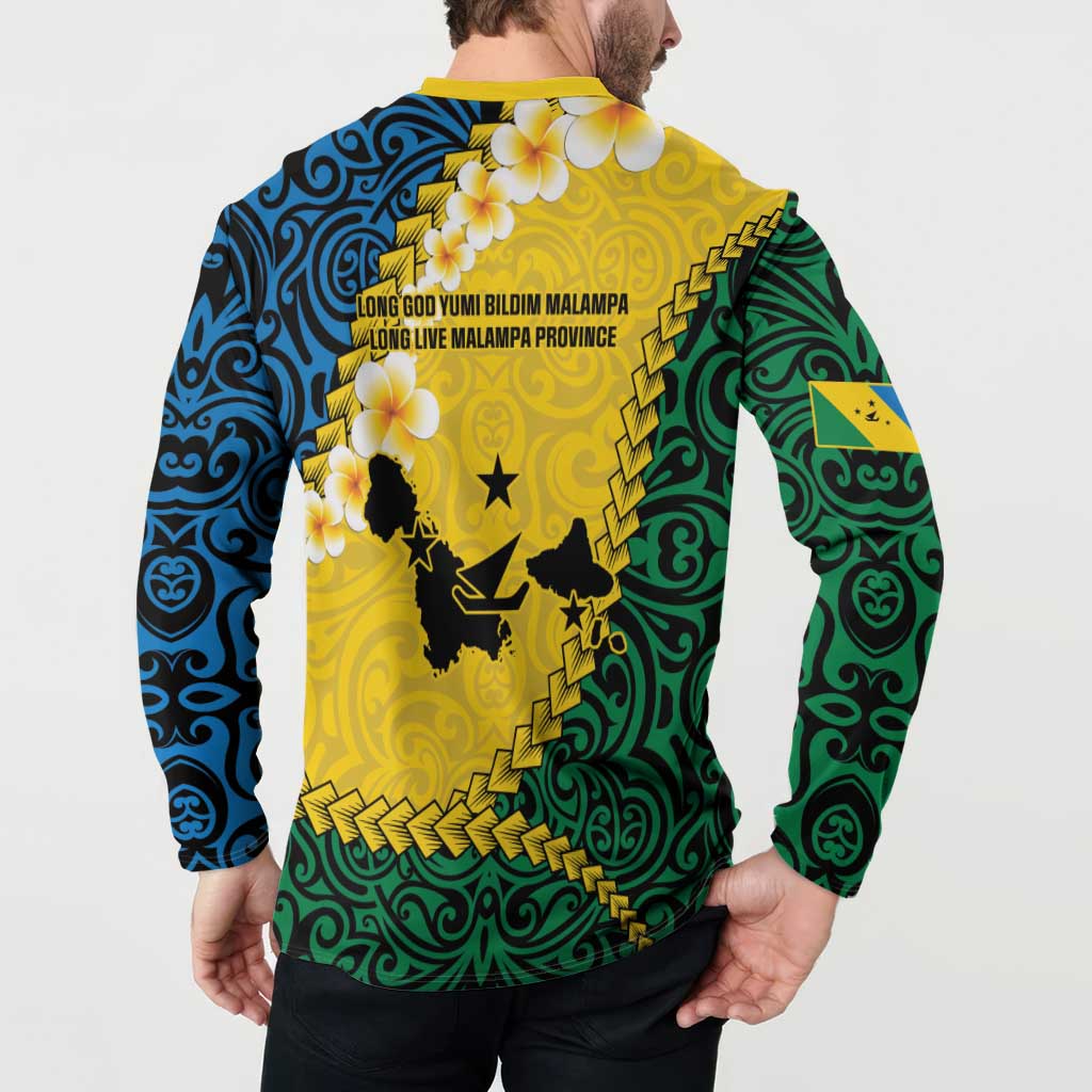 Malampa Province Button Sweatshirt Vanuatu Map - Plumeria Flag Color LT14 - Polynesian Pride