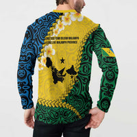 Malampa Province Button Sweatshirt Vanuatu Map - Plumeria Flag Color LT14 - Polynesian Pride