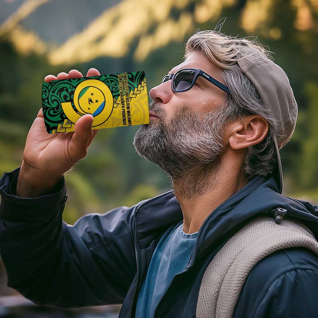 Malampa Province 4 in 1 Can Cooler Tumbler Vanuatu Pattern Map With Plumeria Flag Color