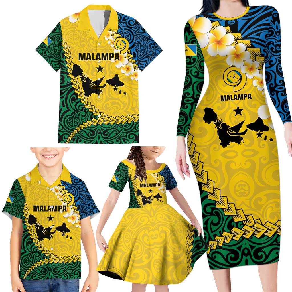 Malampa Province Family Matching Long Sleeve Bodycon Dress and Hawaiian Shirt Vanuatu Map - Plumeria Flag Color LT14 - Polynesian Pride