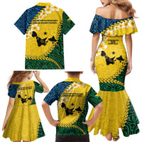 Malampa Province Family Matching Mermaid Dress and Hawaiian Shirt Vanuatu Map - Plumeria Flag Color LT14 - Polynesian Pride