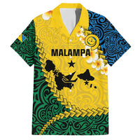 Malampa Province Family Matching Off Shoulder Maxi Dress and Hawaiian Shirt Vanuatu Map - Plumeria Flag Color LT14 Dad's Shirt - Short Sleeve Yellow - Polynesian Pride