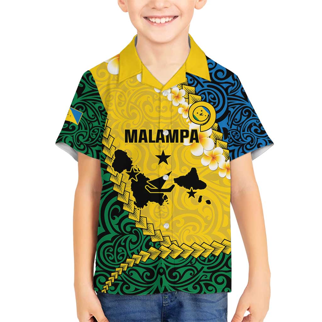 Malampa Province Family Matching Summer Maxi Dress and Hawaiian Shirt Vanuatu Map - Plumeria Flag Color LT14 Son's Shirt Yellow - Polynesian Pride