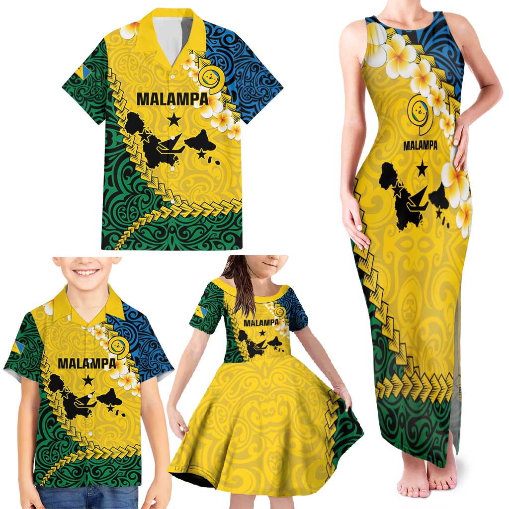 Malampa Province Family Matching Tank Maxi Dress and Hawaiian Shirt Vanuatu Map - Plumeria Flag Color LT14 - Polynesian Pride