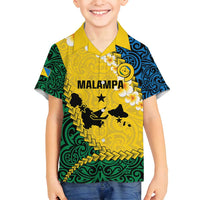 Malampa Province Family Matching Tank Maxi Dress and Hawaiian Shirt Vanuatu Map - Plumeria Flag Color LT14 Son's Shirt Yellow - Polynesian Pride