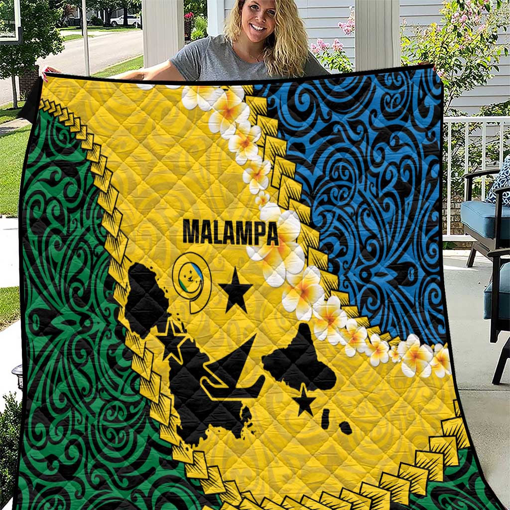 Malampa Province Quilt Vanuatu Map - Plumeria Flag Color LT14 Yellow - Polynesian Pride