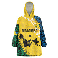 Malampa Province Wearable Blanket Hoodie Vanuatu Map - Plumeria Flag Color LT14 One Size Yellow - Polynesian Pride