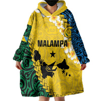 Malampa Province Wearable Blanket Hoodie Vanuatu Map - Plumeria Flag Color LT14 - Polynesian Pride