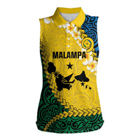 Malampa Province Women Sleeveless Polo Shirt Vanuatu Map - Plumeria Flag Color LT14 Female Yellow - Polynesian Pride