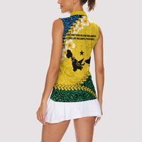 Malampa Province Women Sleeveless Polo Shirt Vanuatu Map - Plumeria Flag Color LT14 - Polynesian Pride