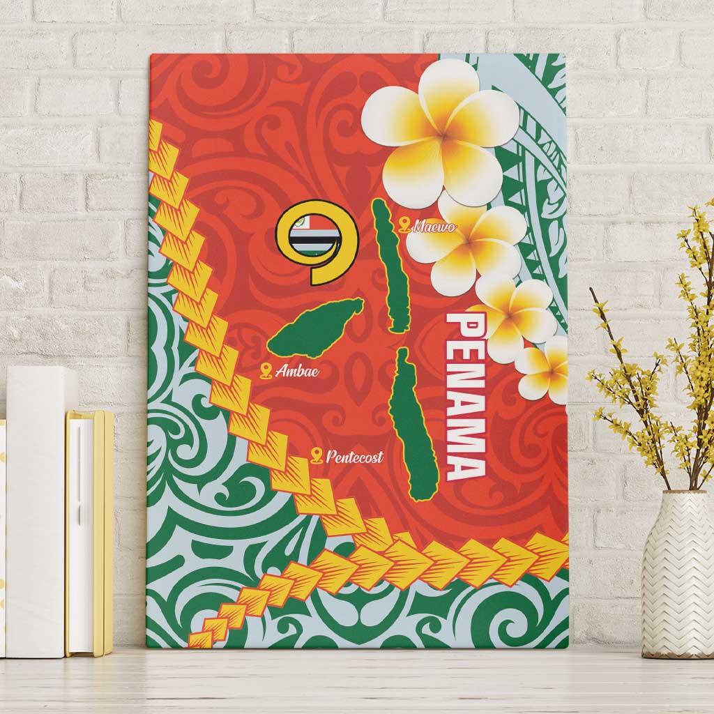 Penama Province Canvas Wall Art Vanuatu Map - Plumeria Flag Color