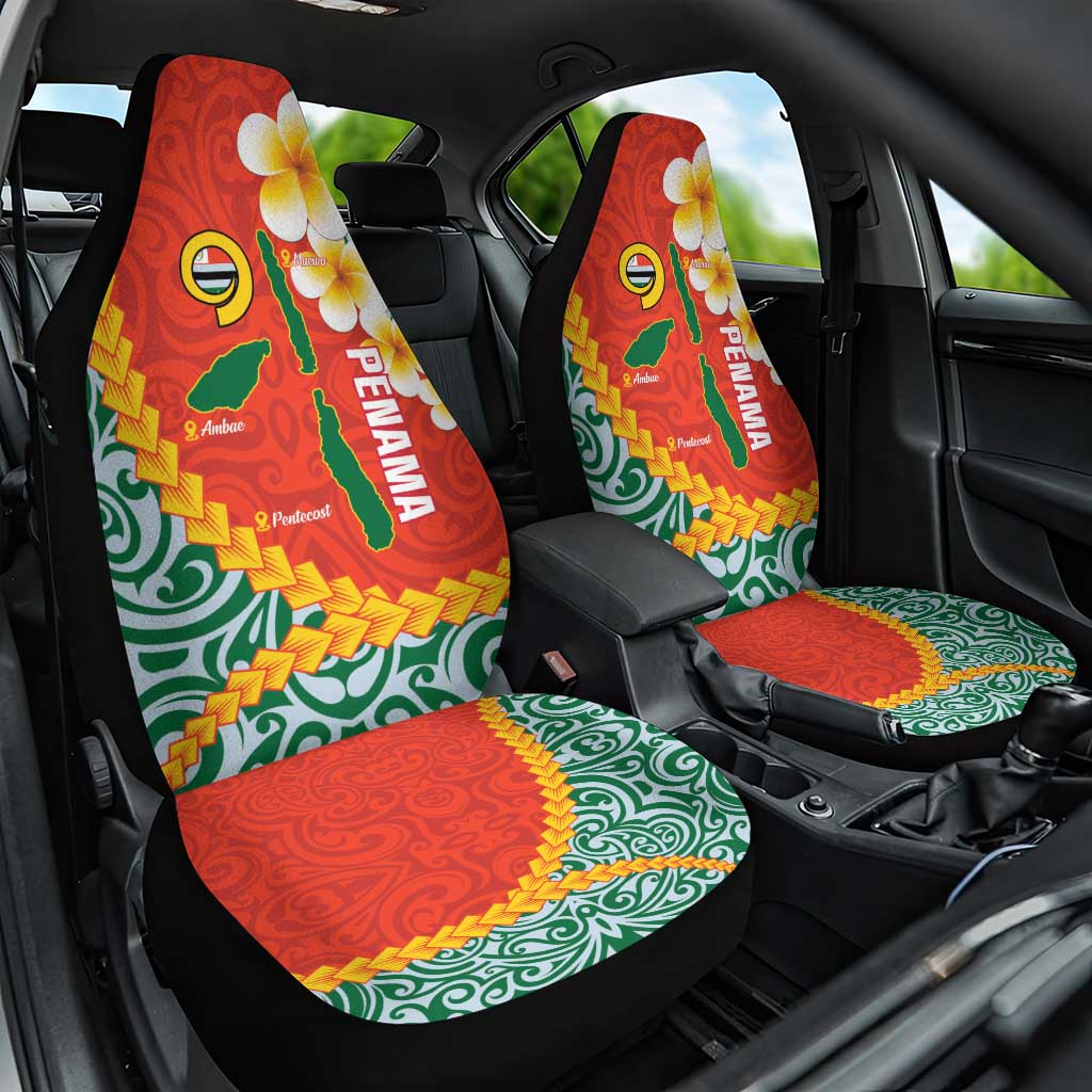 Penama Province Car Seat Cover Vanuatu Map - Plumeria Flag Color