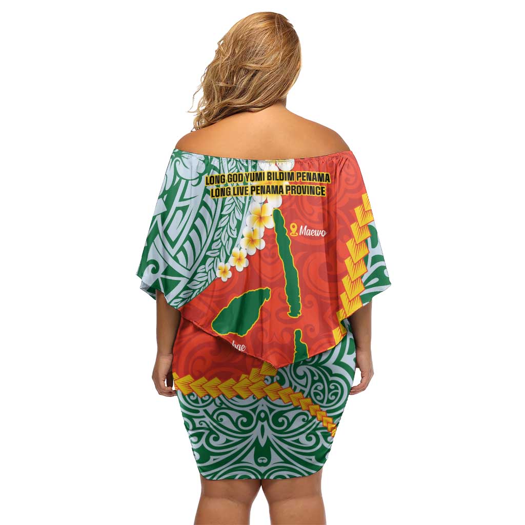 Penama Province Family Matching Off Shoulder Short Dress and Hawaiian Shirt Vanuatu Map - Plumeria Flag Color LT14 - Polynesian Pride