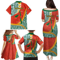 Penama Province Family Matching Puletasi and Hawaiian Shirt Vanuatu Map - Plumeria Flag Color LT14 - Polynesian Pride