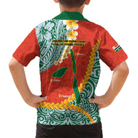 Penama Province Family Matching Short Sleeve Bodycon Dress and Hawaiian Shirt Vanuatu Map - Plumeria Flag Color LT14 - Polynesian Pride