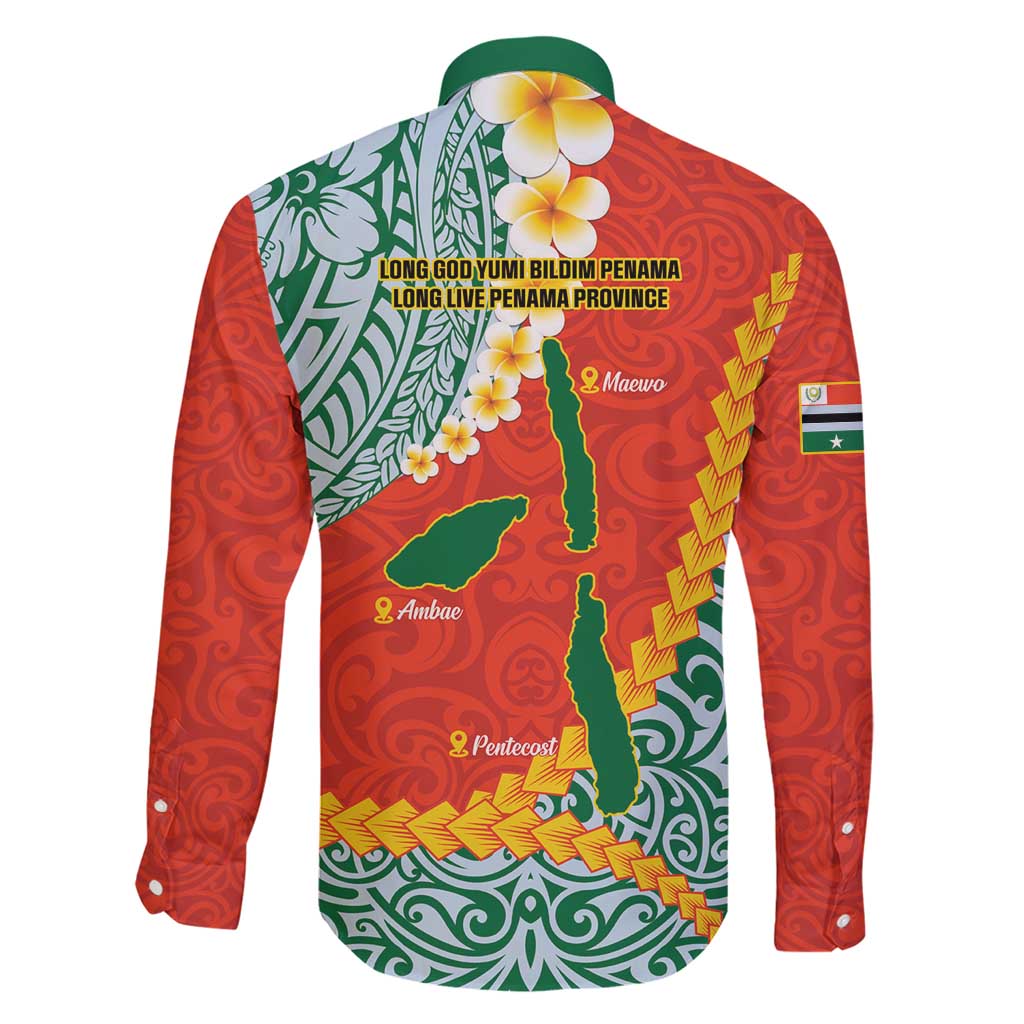 Penama Province Family Matching Short Sleeve Bodycon Dress and Hawaiian Shirt Vanuatu Map - Plumeria Flag Color LT14 - Polynesian Pride