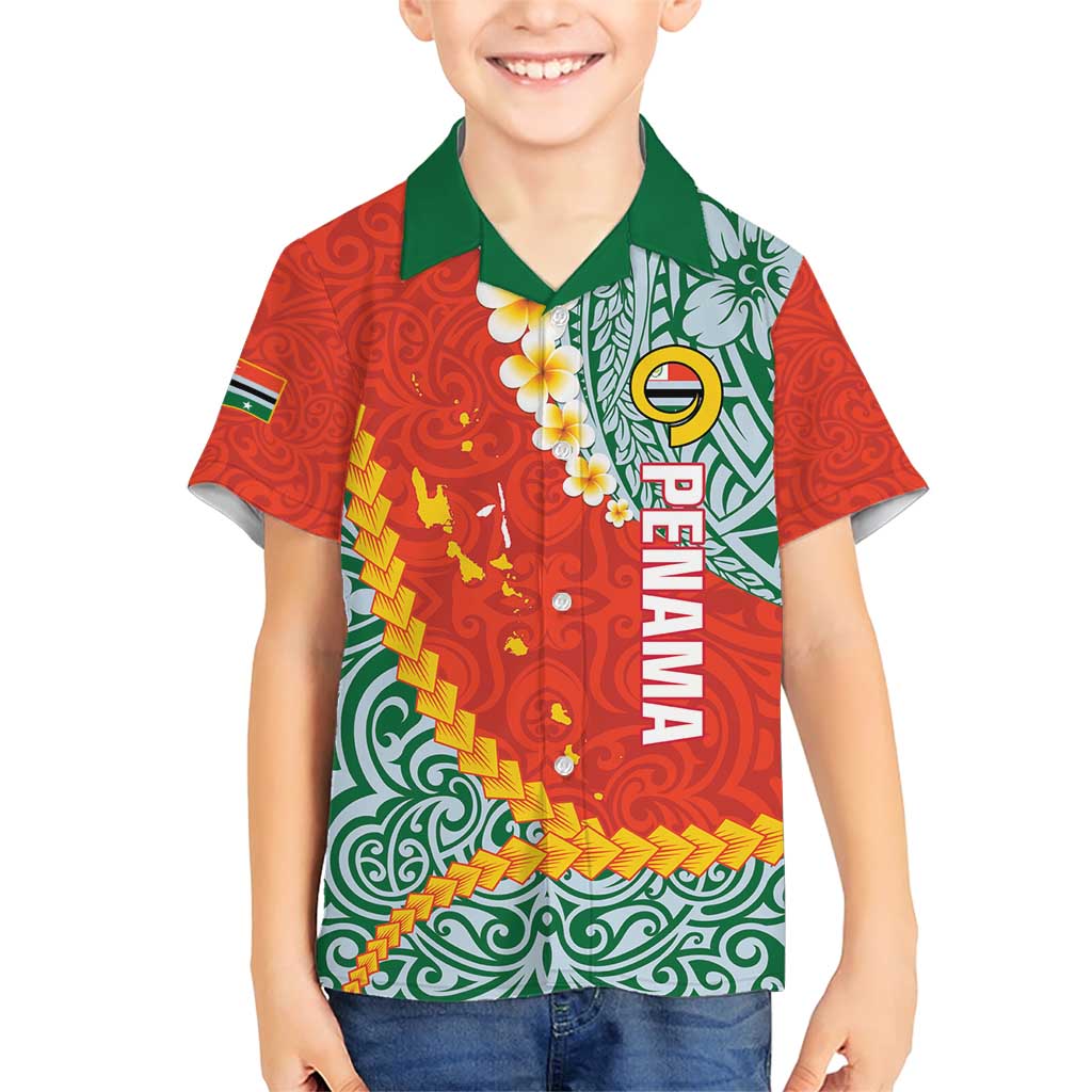 Penama Province Family Matching Short Sleeve Bodycon Dress and Hawaiian Shirt Vanuatu Map - Plumeria Flag Color LT14 Son's Shirt Red - Polynesian Pride