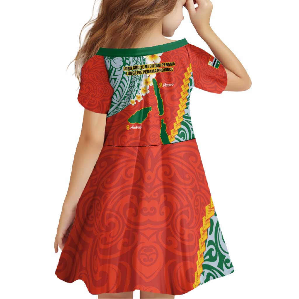 Penama Province Family Matching Summer Maxi Dress and Hawaiian Shirt Vanuatu Map - Plumeria Flag Color LT14 - Polynesian Pride