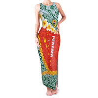 Penama Province Family Matching Tank Maxi Dress and Hawaiian Shirt Vanuatu Map - Plumeria Flag Color LT14 Mom's Dress Red - Polynesian Pride