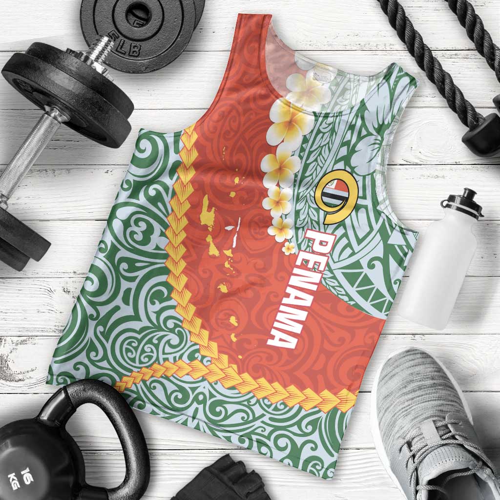 Penama Province Men Tank Top Vanuatu Map - Plumeria Flag Color LT14 - Polynesian Pride