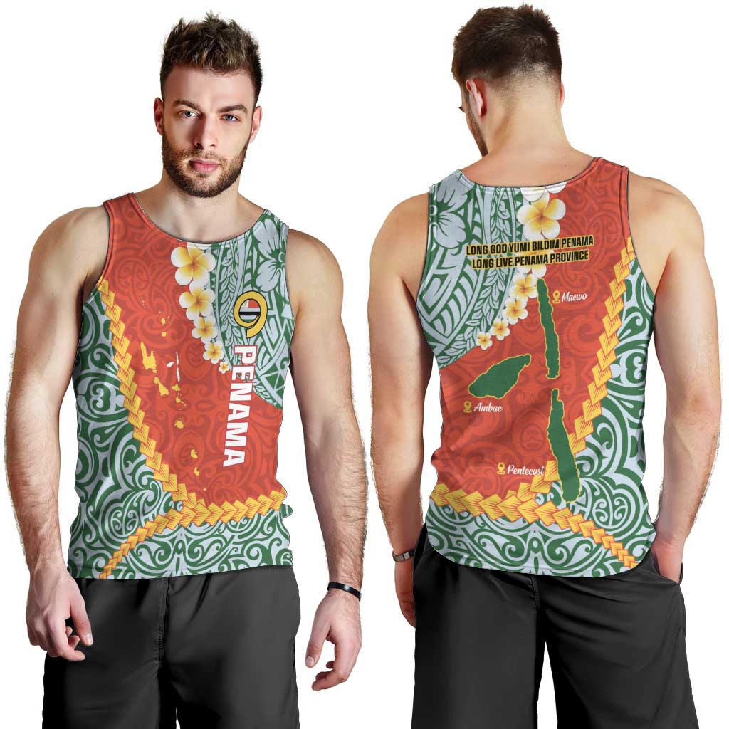 Penama Province Men Tank Top Vanuatu Map - Plumeria Flag Color LT14 - Polynesian Pride