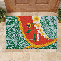 Penama Province Rubber Doormat Vanuatu Map - Plumeria Flag Color LT14 Red - Polynesian Pride