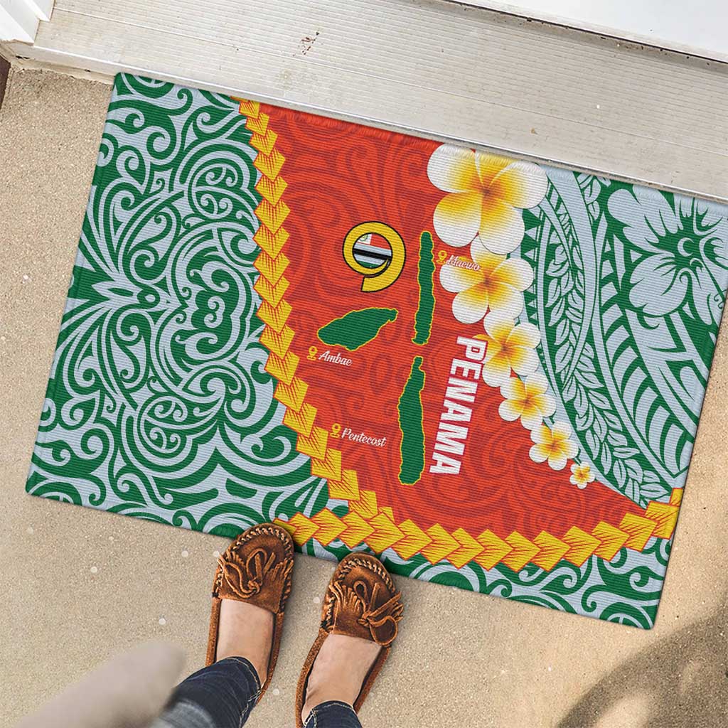 Penama Province Rubber Doormat Vanuatu Map - Plumeria Flag Color LT14 - Polynesian Pride