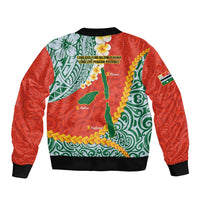 Penama Province Sleeve Zip Bomber Jacket Vanuatu Map - Plumeria Flag Color