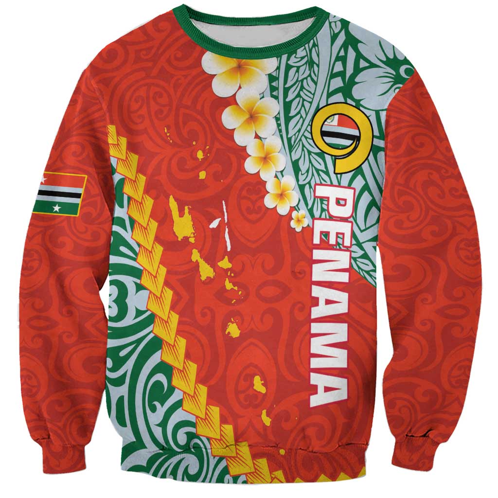Penama Province Sweatshirt Vanuatu Map - Plumeria Flag Color LT14 Unisex Red - Polynesian Pride