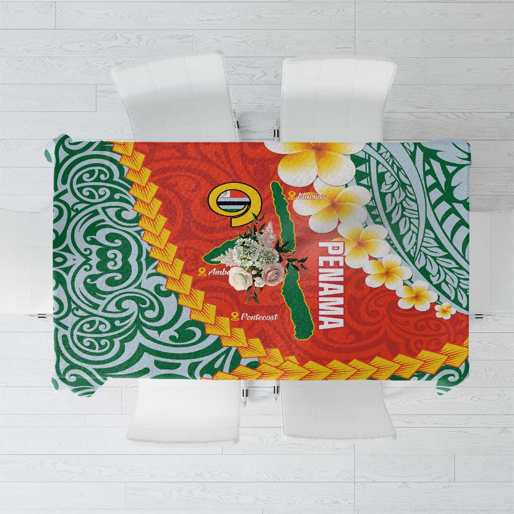 Penama Province Tablecloth Vanuatu Map - Plumeria Flag Color LT14 Red - Polynesian Pride