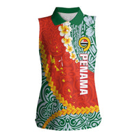 Penama Province Women Sleeveless Polo Shirt Vanuatu Map - Plumeria Flag Color LT14 Female Red - Polynesian Pride