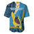 Sanma Province Baseball Jersey Vanuatu Pattern Myna Bird - Plumeria Flag Color