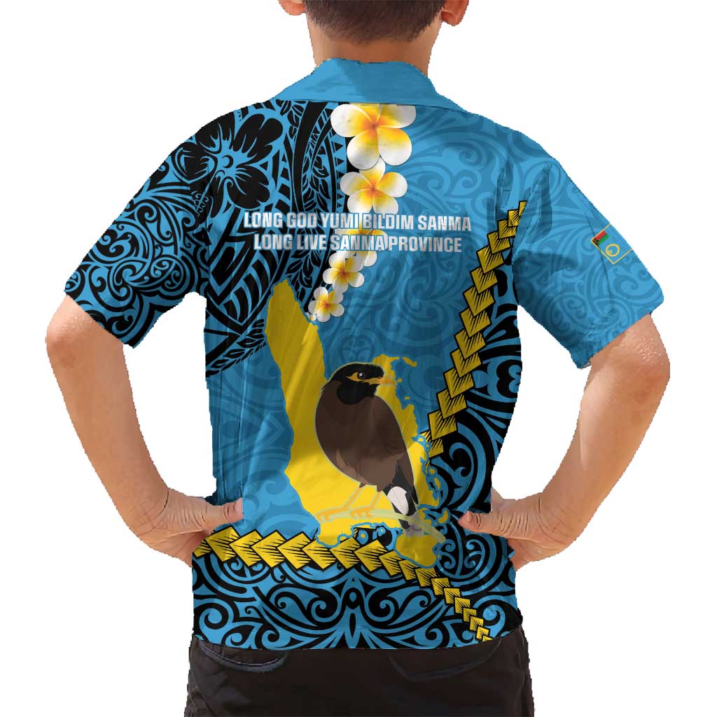 Sanma Province Family Matching Long Sleeve Bodycon Dress and Hawaiian Shirt Vanuatu Pattern Myna Bird - Plumeria Flag Color LT14 - Polynesian Pride