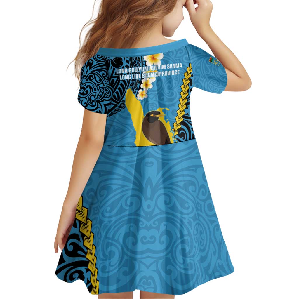 Sanma Province Family Matching Off Shoulder Short Dress and Hawaiian Shirt Vanuatu Pattern Myna Bird - Plumeria Flag Color LT14 - Polynesian Pride