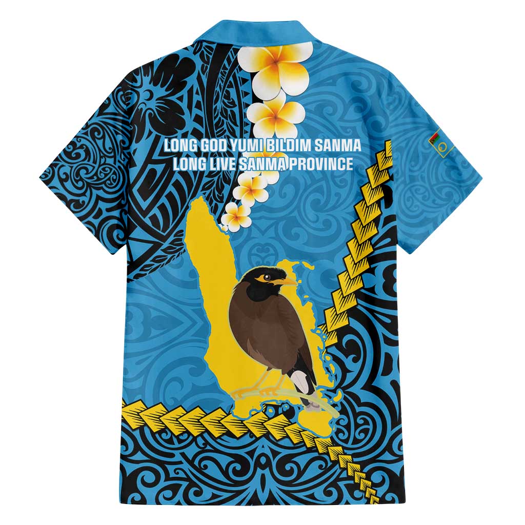 Sanma Province Family Matching Tank Maxi Dress and Hawaiian Shirt Vanuatu Pattern Myna Bird - Plumeria Flag Color LT14 - Polynesian Pride