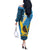 Sanma Province Off The Shoulder Long Sleeve Dress Vanuatu Pattern Myna Bird - Plumeria Flag Color