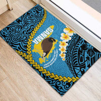 Sanma Province Rubber Doormat Vanuatu Pattern Myna Bird - Plumeria Flag Color LT14 - Polynesian Pride