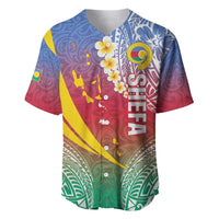 Shefa Province Baseball Jersey Vanuatu Pattern Map - Plumeria Flag Color LT14 Red - Polynesian Pride