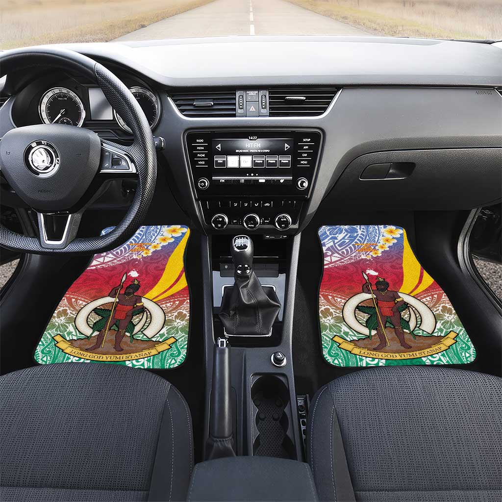 Shefa Province Car Mats Vanuatu Pattern Map - Plumeria Flag Color