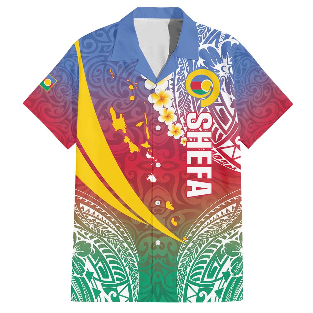 Shefa Province Family Matching Off Shoulder Maxi Dress and Hawaiian Shirt Vanuatu Pattern Map - Plumeria Flag Color