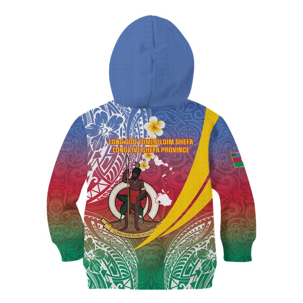 Shefa Province Kid Hoodie Vanuatu Pattern Map - Plumeria Flag Color