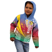 Shefa Province Kid Hoodie Vanuatu Pattern Map - Plumeria Flag Color